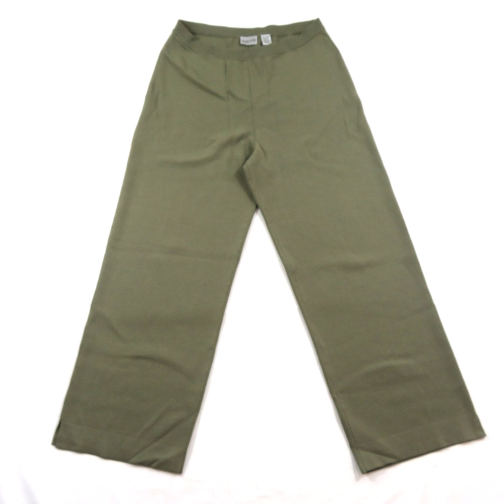 Chicos Pants Khaki Green Rayon Blend Womens Sz 1